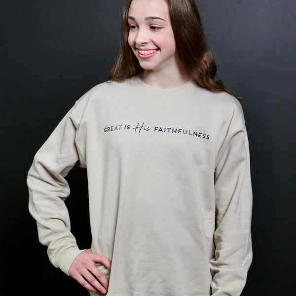 Great is His Faithfulness Sweatshirt (Sand)