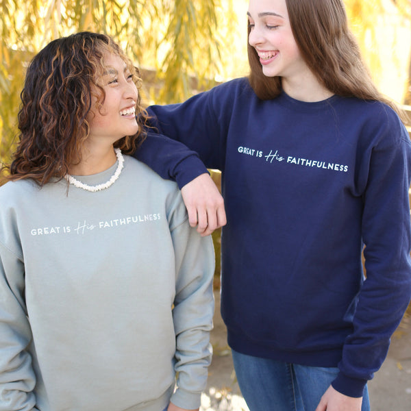 Great is His Faithfulness Sweatshirt (Navy)