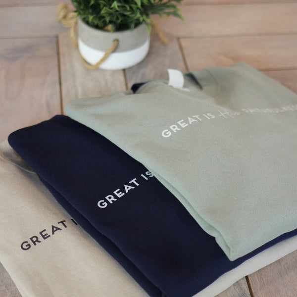 Great is His Faithfulness Sweatshirt (Navy)