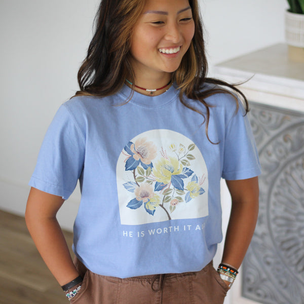 He is Worth it All Blue Tee